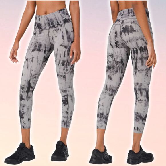 lululemon athletica Pants - LULULEMON Fast and Free Tight II 25" Sz 4 Game Day Dark Chrome Black Multi